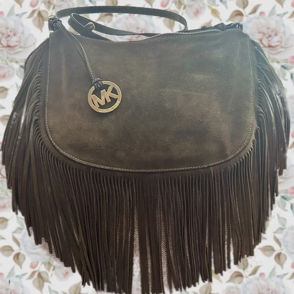 Michael Kors Suede Studded Fringe Shoulder Bag - Picture 2 of 4